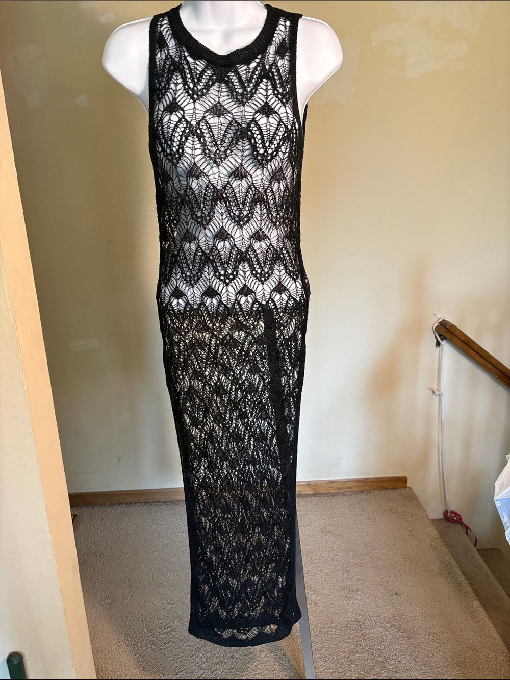 Hera Collection Black Open-Knit Maxi Dress